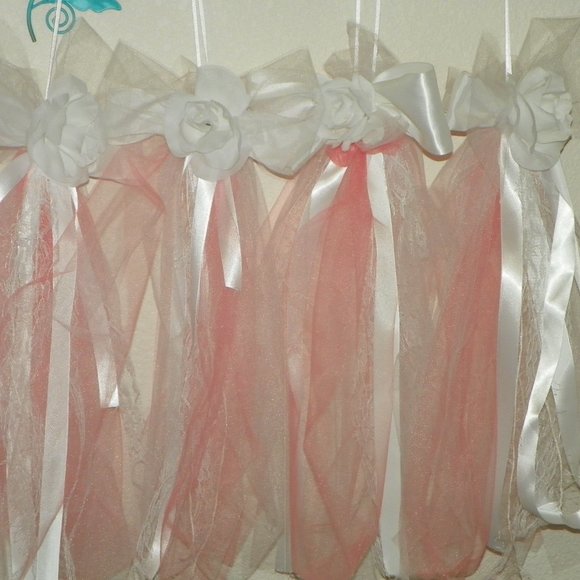 5 White Flower Lace Pink Wedding Pew Party Decor - Picture 6 of 11